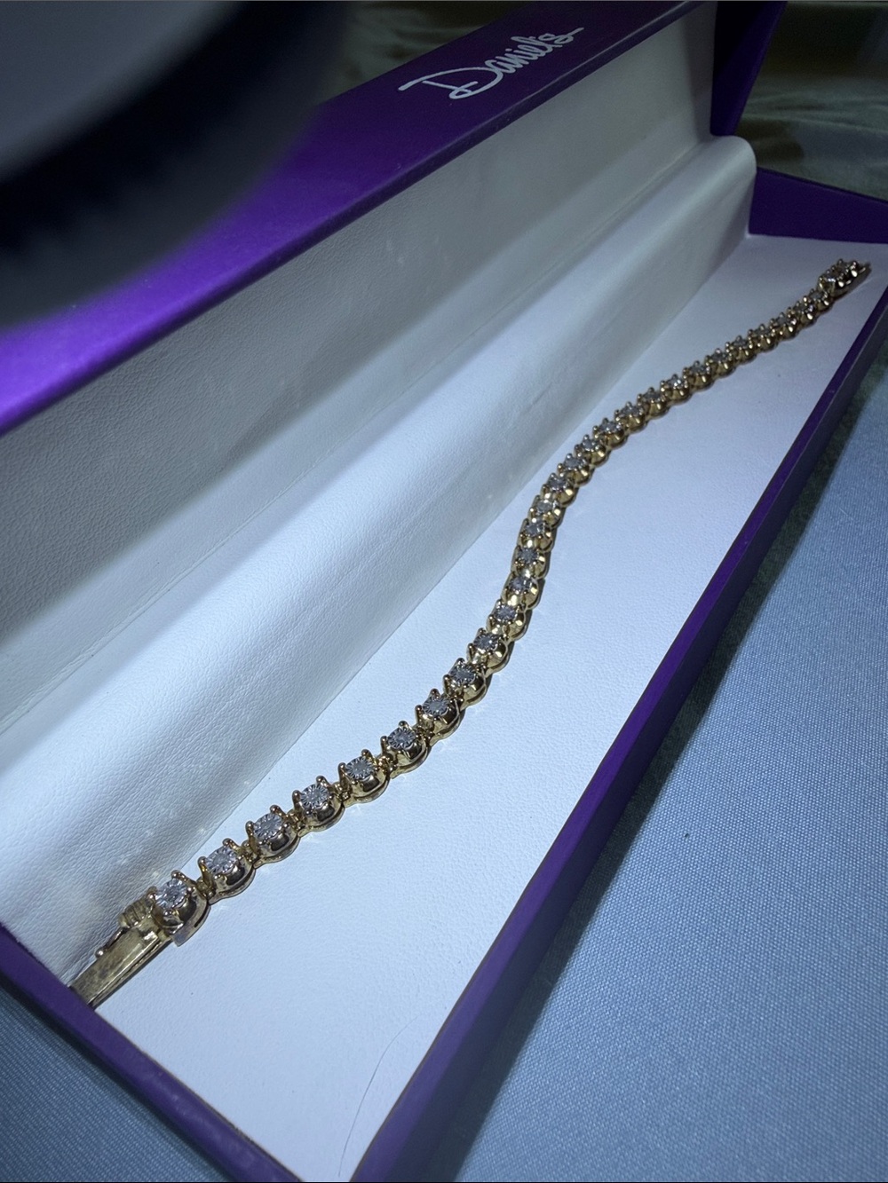 Italian 925 Sterling Silver Gold Vermeil Tennis Bracelet